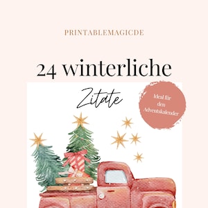 Calendario dell'Avvento (PDF) da stampare personalmente "24 citazioni invernali" Last minute