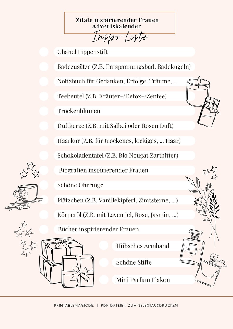 Adventskalender PDF zum Selbstausdrucken 24 Zitate inspirierender Frauen Last Minute Bild 3