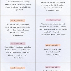 Adventskalender PDF zum Selbstausdrucken 24 Zitate inspirierender Frauen Last Minute Bild 6