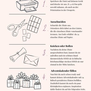 Adventskalender PDF zum Selbstausdrucken 24 Zitate inspirierender Frauen Last Minute Bild 2