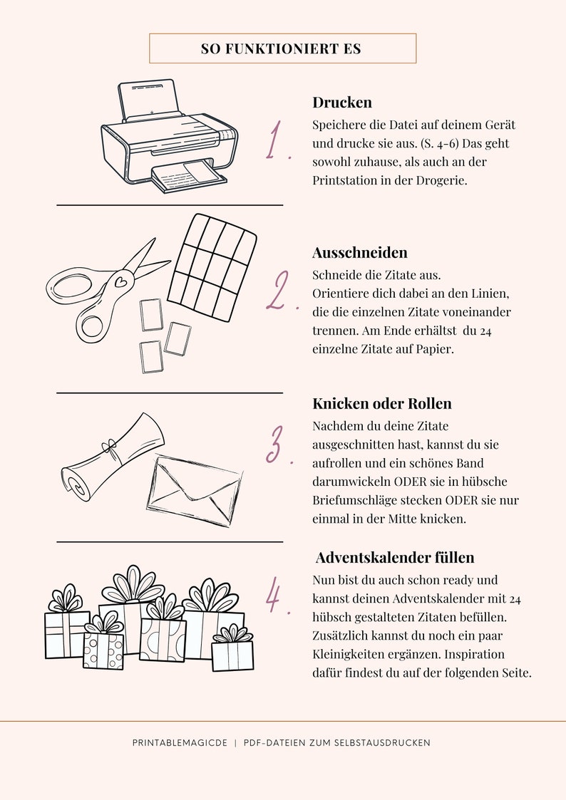 Adventskalender PDF zum Selbstausdrucken 24 Zitate inspirierender Frauen Last Minute Bild 2