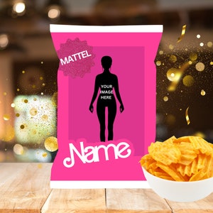 Barbie chip bag, Barbie theme party, Barbie party treats, custom Barbie chip bag, Barbie theme party favors, Barbie theme birthday party