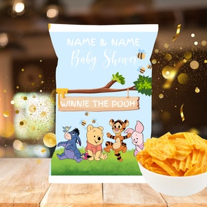 Winnie the Pooh chip bag, Winnie the Pooh baby shower decor, Winnie the Pooh baby shower party favors, Winnie the Pooh theme baby shower