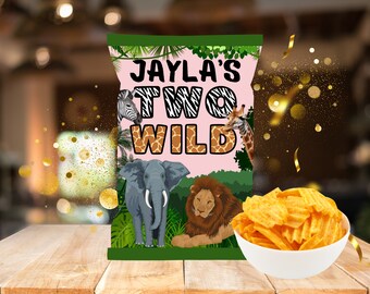 Two Wild Birthday Chip Bag, Custom Party Favors (Digital Download)
