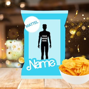 Barbie chip bag, ken theme party, Barbie theme party, Barbie party treats, ken party treats, custom Barbie chip bag
