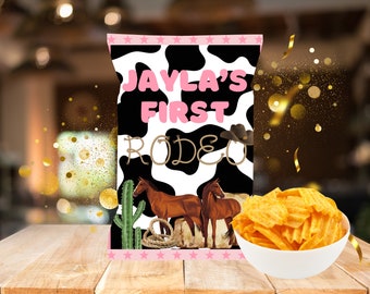 First rodeo chip bag, first rodeo birthday party, first rodeo party favors, first rodeo party decor, cow girl birthday, 1st birthday favors