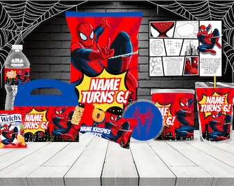 Custom Spiderman Birthday Party Chip Bag (Digital Download)