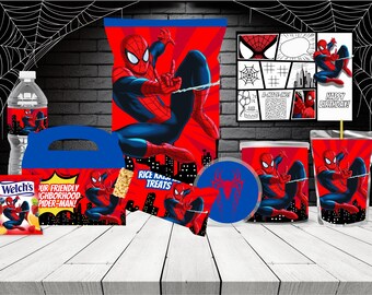 Bolsa de papas fritas de Spiderman para fiesta de cumpleaños, recuerdos personalizados (descarga digital)