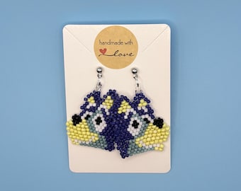 Pendientes artesanales de cuentas con forma de perro Blue Heeler, joyería inspirada en perros de dibujos animados, accesorio para amantes de los perros.