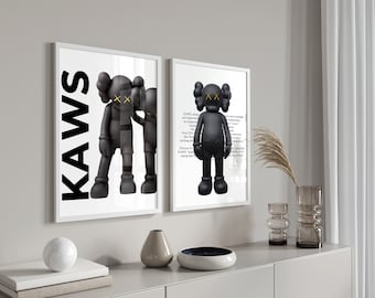 Hypebeast Toys Poster Set de 3, Hypebeast KAWS Figura Arte de pared de moda, Decoración minimalista Hypebeast, Regalos para novio, Art Déco