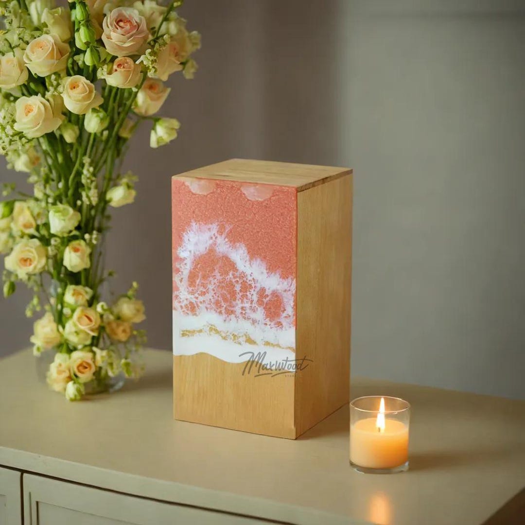 Urn Box, Rosewood & Resin Ocean Wave Urn Box | Urns for Human Ashes ...