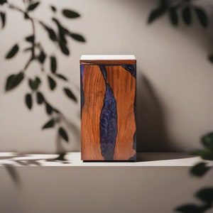 Houten urnenkist voor as Houten urn Begrafenisurn voor begrafenis houten kist - ontwerp van rozenhout en paars hars - beste urn voor menselijke as Grote urnen