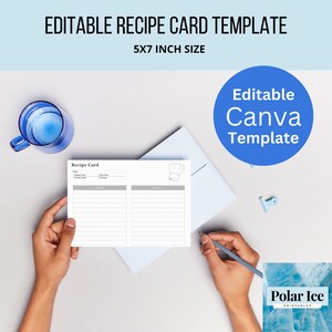 Editable Recipe Card canva Template | Recipe Cards 5x7 | Printable Recipe Cards | Minimalist Recipe Card Template | Kitchen Recipe Cards