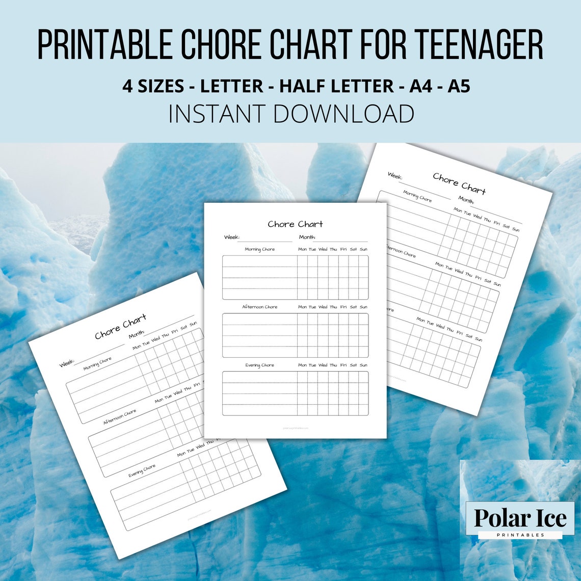 Printable Chore Chart for Teenager PDF - Minimalist Design With Daily ...