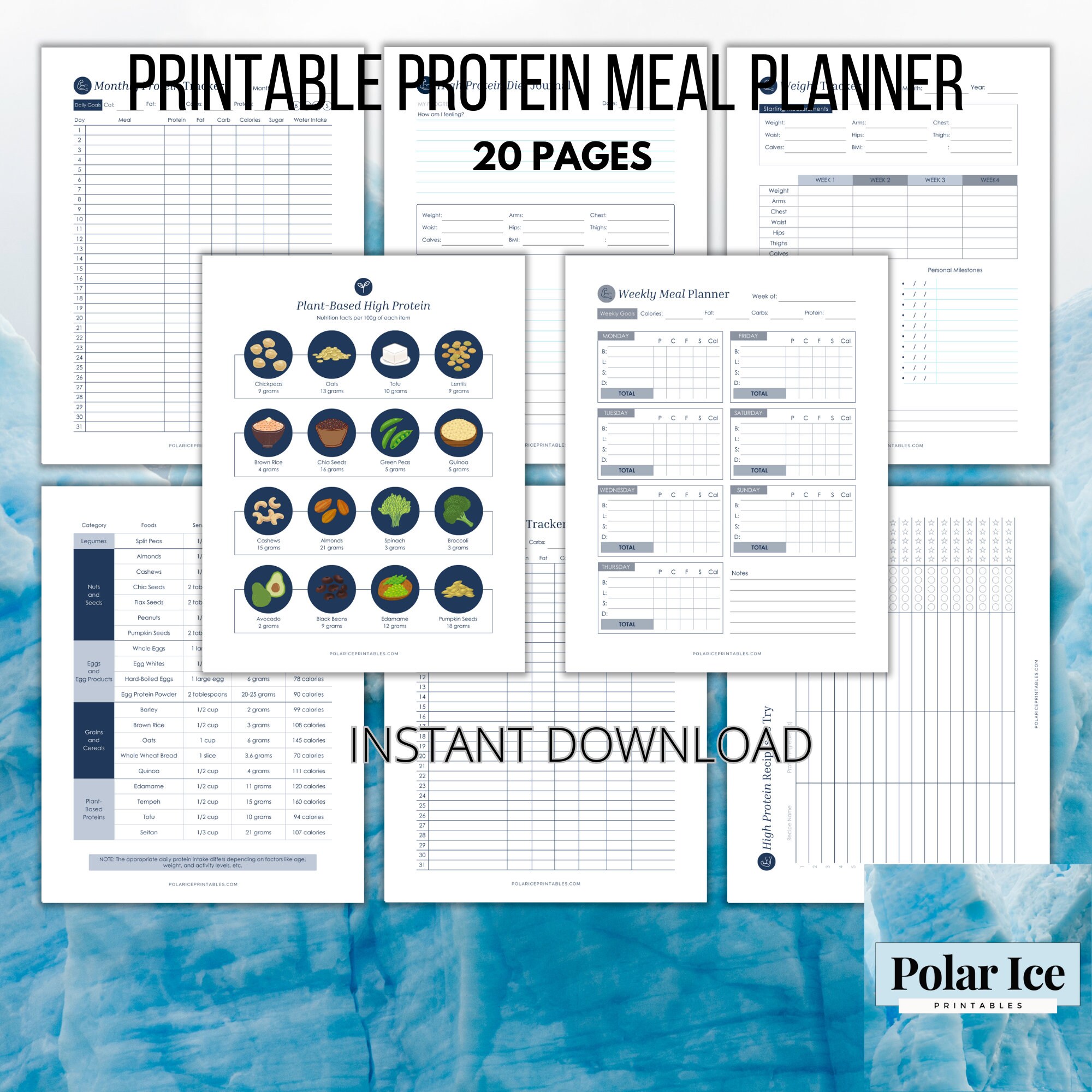 Protein Meal Planner ,printable High Protein Diet Tracker |weekly ...