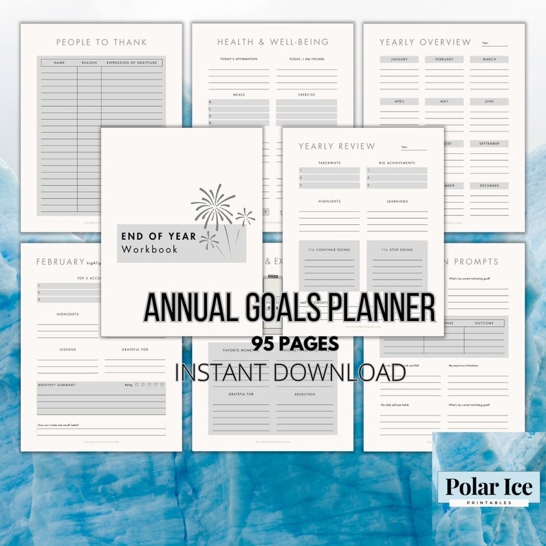Annual Goals Planner Printable | Goal Setting | Annual Goal Tracker ...