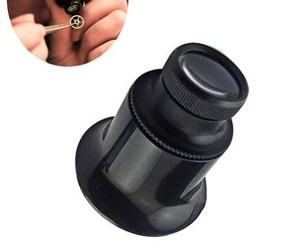 2 pieces x20x strong eye loupe eyepiece jeweler watchmaker loupe black.-Gift