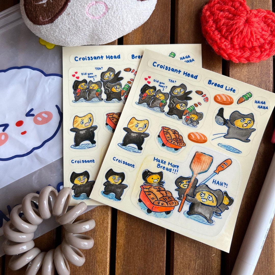 Bread Life Sticker Sheet - Chi Wong Drawing - Bread Making, Croissant ...