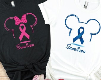 Custom Disney Mickey Minnie Mouse Cancer Awareness Shirt, Pink Ribbon Shirt, Breast Cancer Awareness Shirt, Breast Cancer Survivor Gift