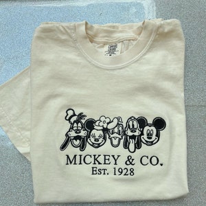Embroidered Mickey & Co 1928 Comfort Colors Shirt, Retro Vintage Disney Shirt, Mickey And Friends Shirt, Disneyworld Family Trip Shirts