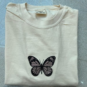 Butterfly Embroidered Comfort Colors Shirt,Butterfly Embroidered T-shirt, Fall Shirt