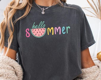Hello Summer Shirt Comfort Colors, Cute Summer Shirt, Ice Cream Shirt, Last Day of School Tee, Beach Shirt, Summer Holiday Top