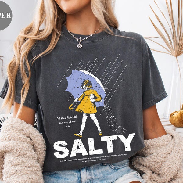 Salty Shirt, Vintage Rain Umbrella Graphic Tee, Funny Moody Aesthetic Comfort Colors T-Shirt or Sweatshirt