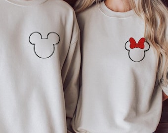Christmas Mickey and Minnie Matching Couple Sweatshirt Disney mom and dad, husband wife, Custom Disney Family Vacation Comfort colors Shirt