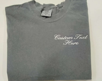 Custom Embroidered Comfort Colors Unisex T-shirt, Personalized Embroidered Tee, Embroidered Tee, Custom Tee, Embroidered T Shirt Gift