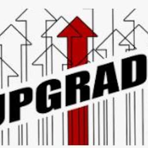 May include: An illustration of a red arrow pointing upwards with the word "UPGRADE" in bold black letters across the arrow. The arrow is surrounded by black lines that resemble a graph.