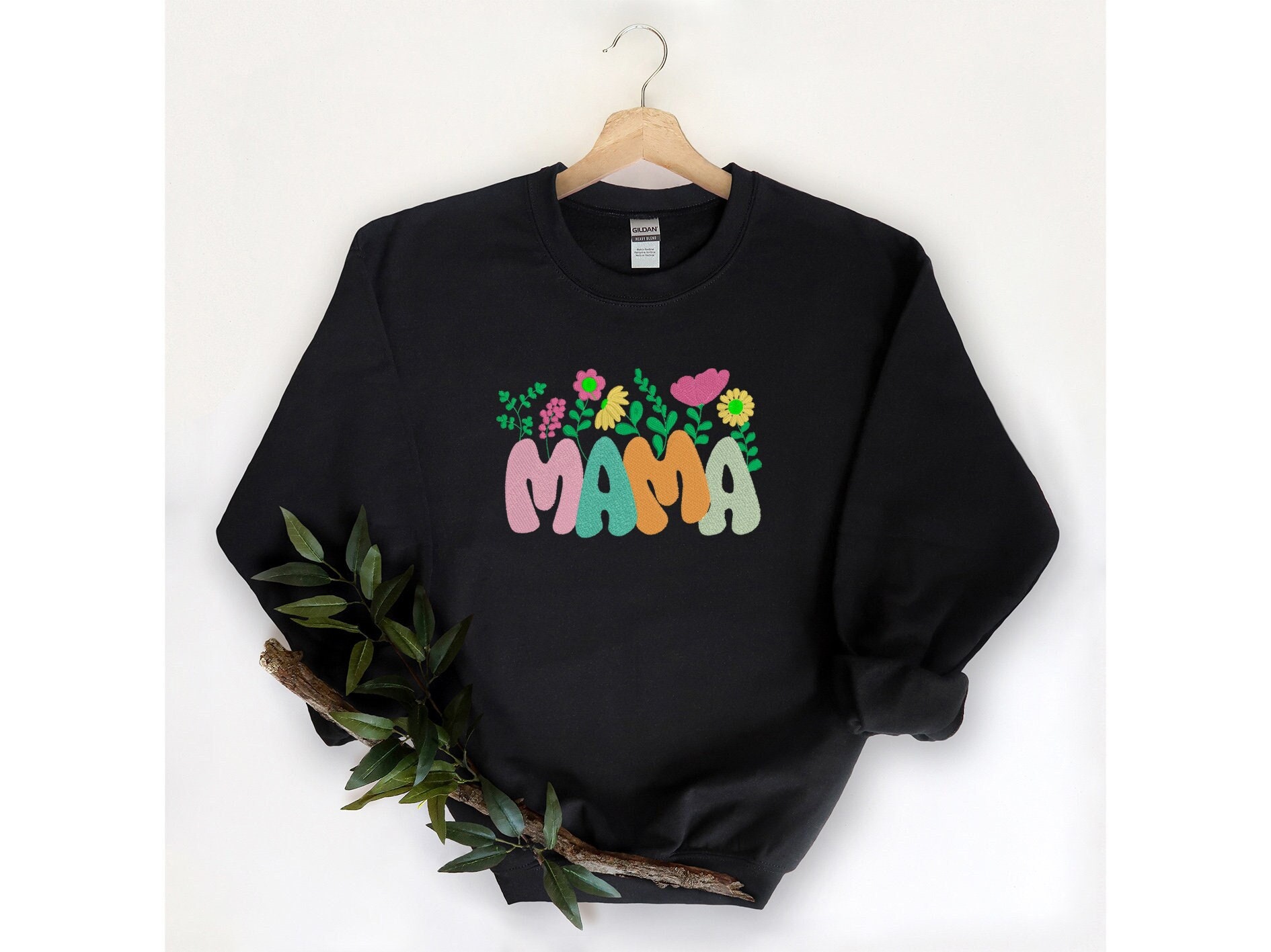 Mama Embroidered Floral Sweatshirt ,Simple Mama Pullover, Gift for Mom,Floral Mama Hoodie ,Custom Mama Crewneck With Kids Names