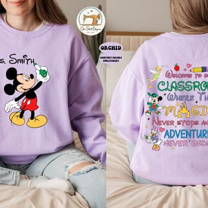 Personalized Teacher Comfort Colors® Sweatshirt, Custom Name Shirt, Teacher Disney Shirt, Kindergarten  Mickey Mouse Shirt, Disney Teacher