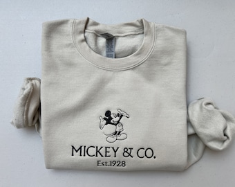 Embroidered Mickey Crewneck,Embroidered Mickey Hoodie,Emroidery Disney Gift for her/him