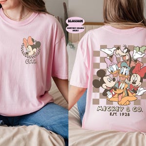 Vintage Mickey Checkered Comfort Colors Shirt, Mickey And Friends Two Sided Shirt, Disney Vacation T-shirt, Disney World Family Matching Tee