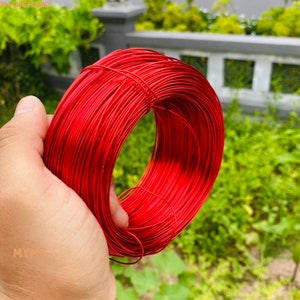 100 grammes de fil d'aluminium coloré. Fil d'aluminium fait main de 1 mm de diamètre. Fil métallique coloré pour projet de bricolage. Fil en aluminium anodisé Red