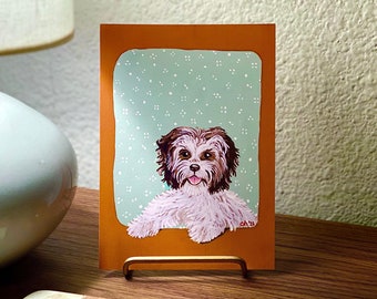 Dog Portrait Art Print on Giclee Paper made from Original Acrylic Painting on Wood - The Dapper Dillo