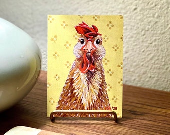 Chicken Portrait Art Print on Giclee Paper made from Original Acrylic Painting - The Dapper Dillo