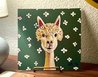 Llama Portrait Art Print on Giclee Paper made from Original Acrylic Painting of an Alpaca - The Dapper Dillo