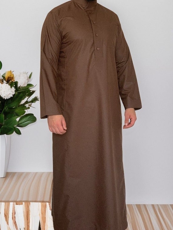 Qamis Al aseel primer thobe jubba chocolate marron Ayuda Etsy Espana
