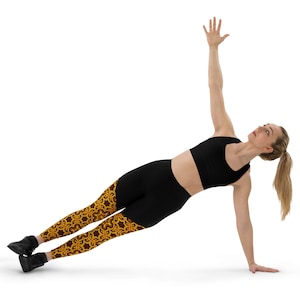 Golden Mandala Black Top Sports Leggings