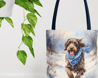 Wirehaired Pointing Griffon Tote Bag, Wirehaired Pointing Griffon Owner Christmas Gift, Wirehaired Pointing Griffon, Griffon Mom Gift.
