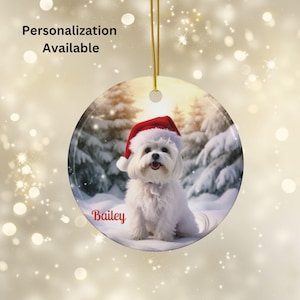Maltese Ceramic Ornament, Custom Maltese Ornament, The Dog Lover, Personalized Maltese Ornament, Custom Name Maltese Ornament.