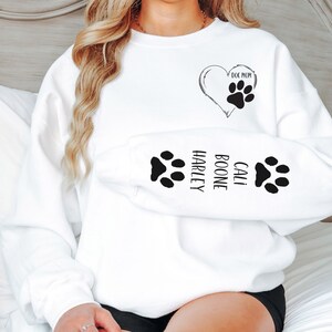 Custom Dog Mom Sweatshirt with Personalized Pet Name on Sleeve, Dog Mom Sweatshirt, Custom Sleeve Design