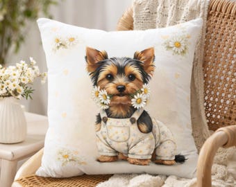 Cojines decorativos Yorkshire Terrier Daisy - Disponibles en 4 tamaños - Incluye relleno