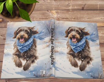 Wirehaired Pointing Griffon "Paws for Thoughts" Hard Cover Journal, Wirehaired Pointing Griffon Gift, Griffon Mom Gift, Griffon Dad Gift.