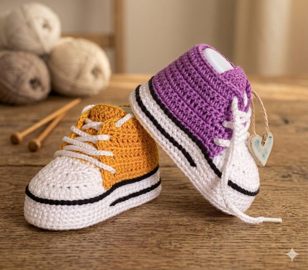 Crochet High Top Sneakers Pattern – Baby Booties Newborn to 9M - Etsy