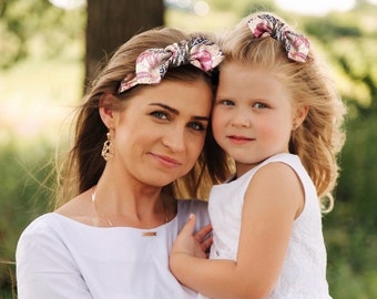 Diadema personalizada para madre e hija, tela floral boho, elástica, accesorio de dama de honor, diadema de boda, traje de madre e hija