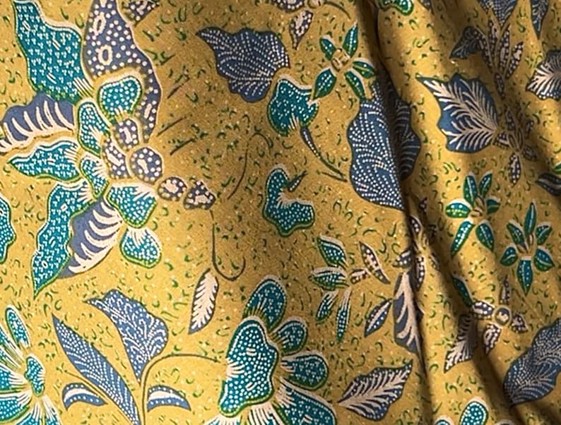 Boho floral hairband, mustard cotton batik, stretchable image 4