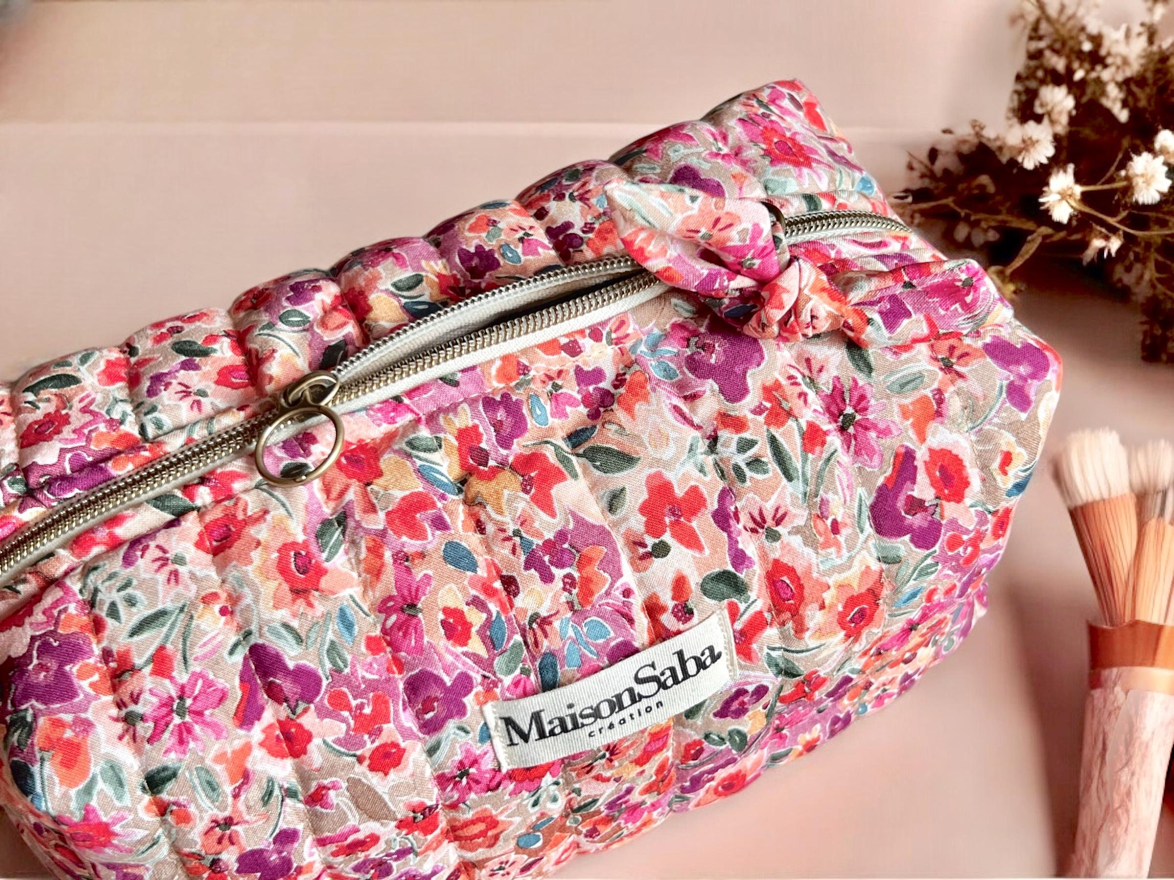 Liberty fabric toiletry bag, floral cotton quilting, Valentine's day gift