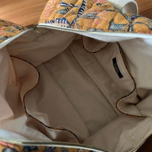Weekend bag quilted, baby changing bag, floral batik cotton, boho travel bag image 6